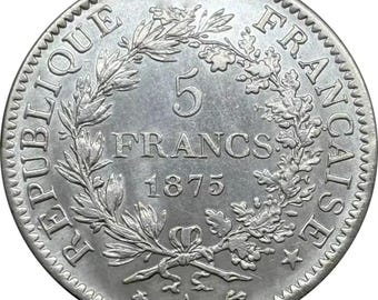 オリジナルフランス銀貨 | 5フラン – 1875年 - Etsy 日本