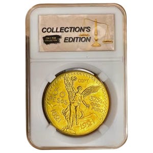 1821-1921 Gold 50 Pesos High Quality gold plated coin in Slab Case Protector