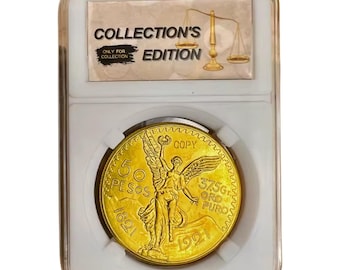 メキシコ独立100周年記念 1821-1921 50ペソ 金メッキコイン レプリカ