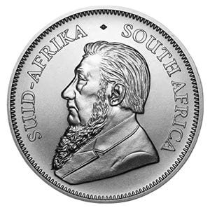 Moeda Krugerrand de 1 onça banhada a prata de alta qualidade 2020-2024
