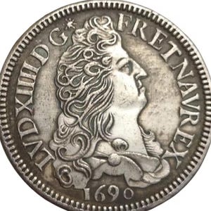 1690 Srebrna Ludwik XIV Francja Wysokiej jakości moneta platerowana srebrem