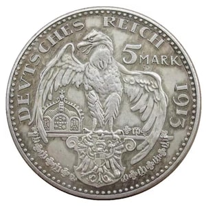 1913 5 Mark högkvalitativt silverpläterat mynt