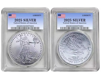 Moneda de un dólar Liberty Eagle con águila calva, edición 2024-2025, bañada en plata de alta calidad, presentada en estuche.