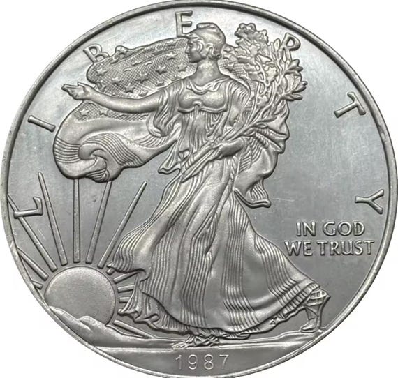 アメリカ 1987 Walking Liberty 1オンス銀貨 アメリカ 1987 Walking