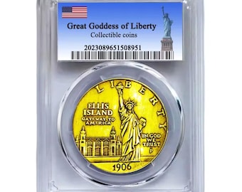 1906 USA one dollar High Quality gold plated coin in Protective Slab Case