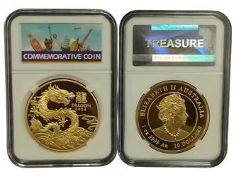 オーストラリア 1 オンス 金メッキ 100 ドル「ルナ ドラゴン」 2000 年