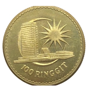 1971 Gold 100 Ringgit  High Quality Gold plated coin