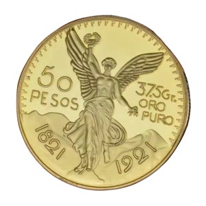 1821-1921 Moeda de ouro de 50 pesos banhada a ouro de alta qualidade