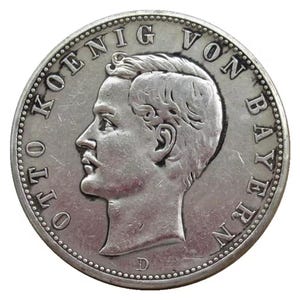 1896-1908 Funf 5 Mark högkvalitativt silverpläterat mynt