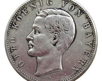 Moneda plateada de alta calidad de 5 marcos Funf 1896-1908