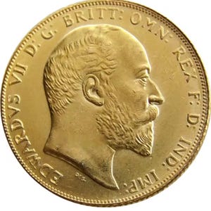 1902-1910 Edward VII Sovereign High Quality Gold plated coin