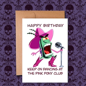Pink Pony Club Chappell Roan Plankton Bob l'éponge inspiré carte de voeux d'anniversaire vierge