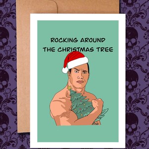 Dwayne Johnson, se balançant autour du sapin de Noël Carte de voeux de Noël vierge à l'intérieur