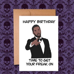 P Diddy Carte de voeux d'anniversaire vierge, carte drôle, carte de voeux culture pop