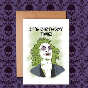 Carte d'anniversaire vierge inspirée de Beetlejuice