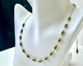 Beryl Emerald Vermeil Single Strand Necklace