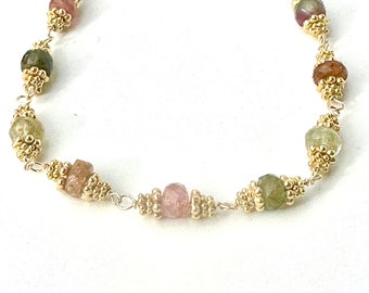 Watermelon Tourmaline Vermeil Bracelet