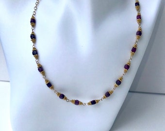 Burmese Ruby Vermeil Single Strand Necklace