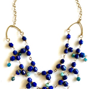 Lapis & Apatite double tiered necklace image 1