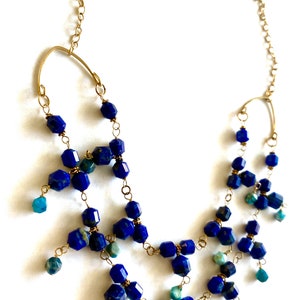 Lapis & Apatite double tiered necklace image 2