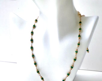 Beryl Emerald Vermeil T Drop Necklace
