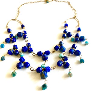 Lapis & Apatite double tiered necklace image 3