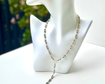 Aquamarine Vermeil T Drop Necklace