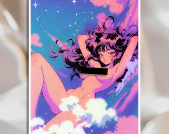 Sexy Anime Girl Erotic Sticker Vinyl, Vintage Artwork Hentai Sticker - Available in Multiple Sizes