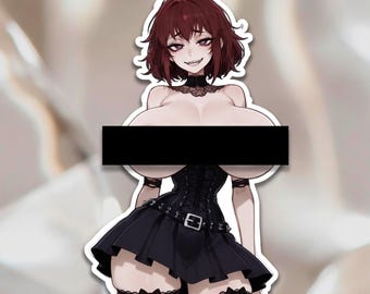 NSFW Sexy Anime Goth Vinyl Kiss-Cut Sticker, Waifu Hentai Sticker – Available in Multiple Sizes