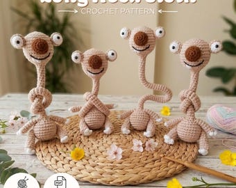 Funny Sid the Sloth Crochet Pattern, Long Neck Sloth Amigurumi Pattern, Sloth Plushie Crochet Toy Pattern, Soft Toy PDF, Digital Download