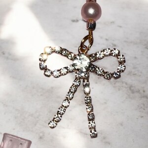 Bow Rhinestone and Pearl Kindle or Kobo E-reader Charm | Handmade Beaded E-Reader Accessory | KOBO Charm | KOBO Accessory