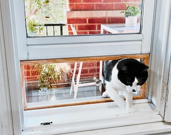 Vertical Cat Door for Sliding Window - Resizable, Fits 16-36 Inch