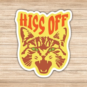 Hiss Off Sticker for Laptops, Tablets, Water Bottles, Mirrors and More, Hissing Cat Sticker, Available in Different Sizes