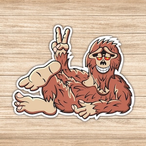 Bigfoot Chilling Sticker for Laptops, Tablets, Water Bottles, Mirrors and More, Cryptid Sticker, Available in Different Sizes
