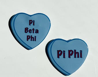 Pi Beta Phi Candy Heart Button