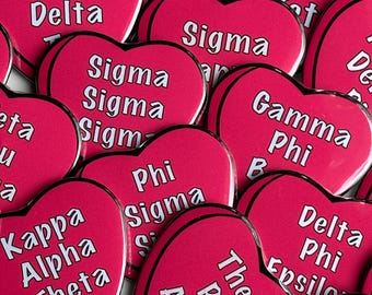 Pink Candy Heart Sorority Button