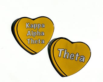 Kappa Alpha Theta Candy Heart Button