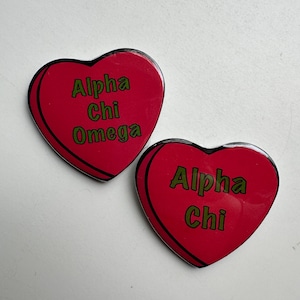 Alpha Chi Omega Candy Heart Button
