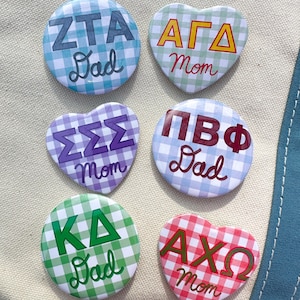 Badges d'étudiantes en forme de coeur et rond pour parents - Vichy