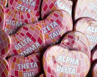 Disco Heart Sorority Button