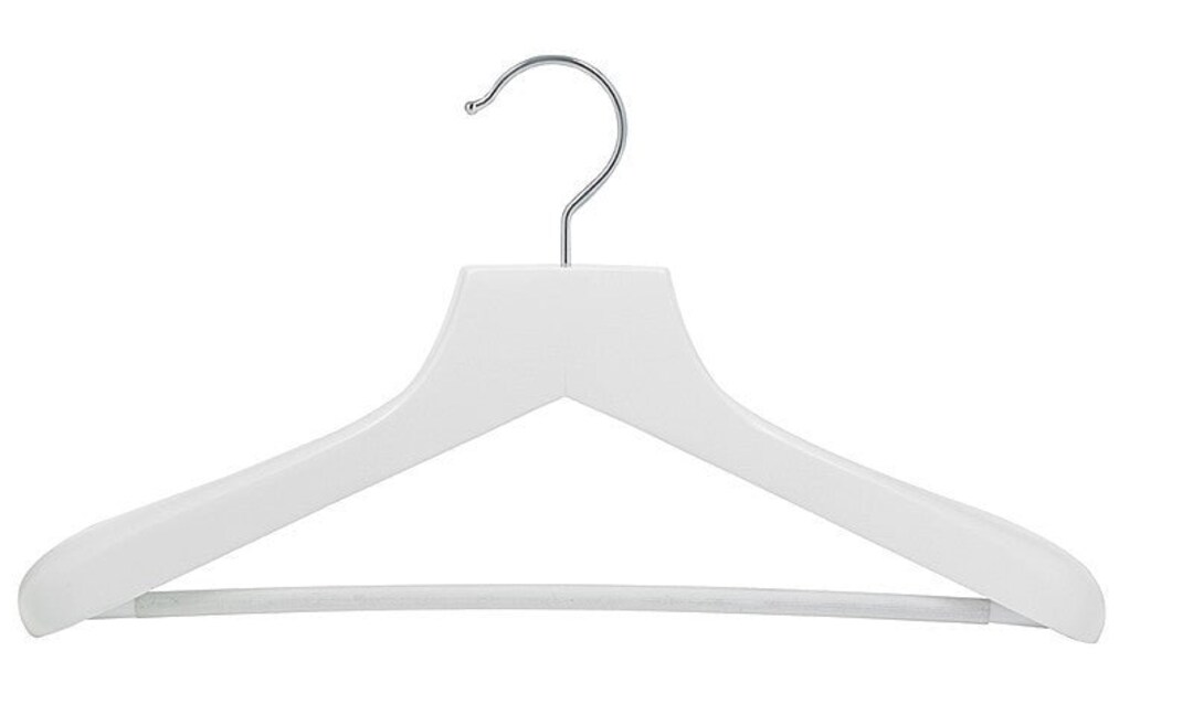 Deluxe White Wooden Suit Hanger w/Non-Slip Bar main image 0