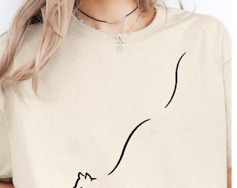 Cat Stretching T-shirt, Gift Shirt for her, Cute Cats Tee, Cat Lovers Gift, Cat Mom, Cat T Shirt,  Cat  Lover, Cute Cat Shirt,