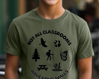 Outdoor Kids Tee, Gift for Nature Lover, Gender Neutral Nature Shirt, Youth Nature Tee, Not All Classrooms Have Four Walls Shirt,