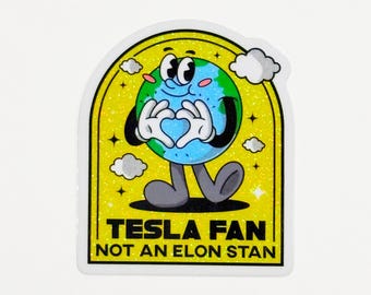 Pegatina de fan de Tesla que no es fan de Elon Pegatina ambiental anti Elon Pegatina del club anti Elon Tesla Pegatina brillante
