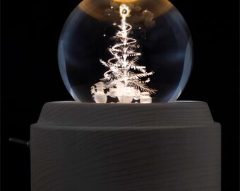 Beech wood base crystal ball rotating music box | Sky Castle Song | Christmas tree crystal ball!