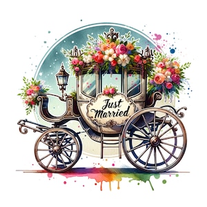 Bruiloft clipart set van 12 | Elegante huwelijkssymbolen, bloemen en uitnodigingsontwerpen | Digitale download voor creatieve projecten | Enkele set