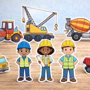 Construction Site Play Table Printable PDF | Cutout Figures | Small World Play Craft Kit | Construction Site Role-Playing Game for Kindergarten, School, and Storytelling Set
