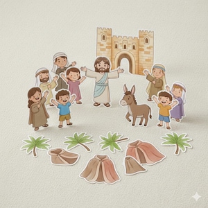 Jesus' Entry into Jerusalem – Storytelling Puppets | Palm Sunday Bible Story | Cut-Out Puppets for Kindergarten & Primary School | Download PDF
