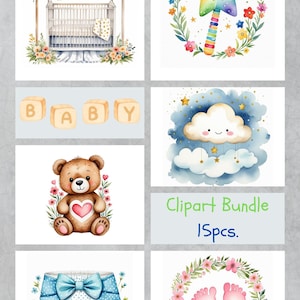 Baby Clipart Set PDF – Printable Digital Illustrations for Baby Showers & Nursery Decor I Exclusives Einzelset