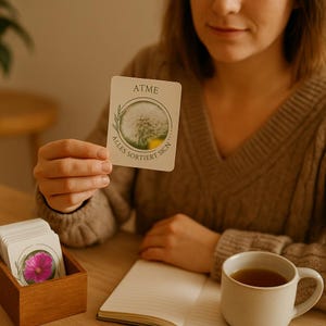 Mini juego de cartas de oráculo: 50 cartas de afirmación con motivos de la naturaleza. Tarjetas de poder para llevar contigo. Atención plena e inspiración. Tamaño de bolsillo: 5 x 5 cm.